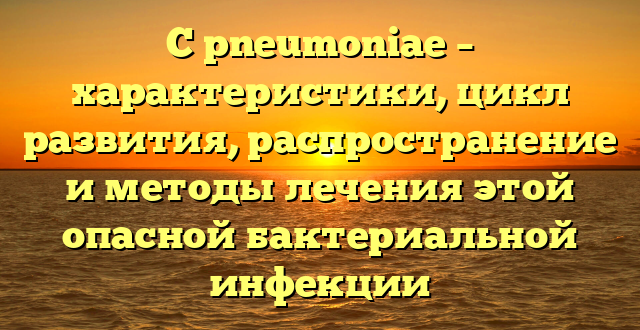 C pneumoniae – характеристики, цикл развития, распространение и методы лечения этой опасной бактериальной инфекции