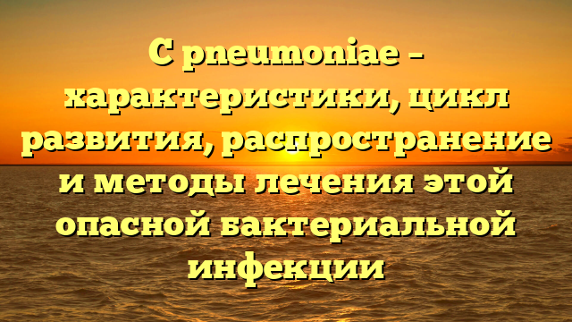 C pneumoniae – характеристики, цикл развития, распространение и методы лечения этой опасной бактериальной инфекции