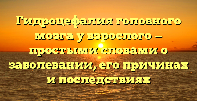 Гидроцефалия головного мозга у взрослого — простыми словами о заболевании, его причинах и последствиях