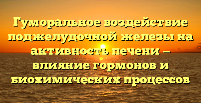 Гуморальное воздействие поджелудочной железы на активность печени — влияние гормонов и биохимических процессов