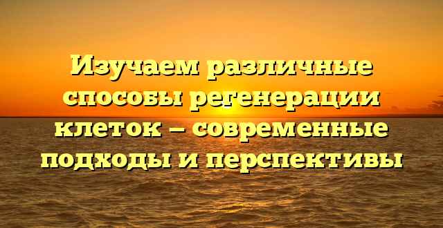 Изучаем различные способы регенерации клеток — современные подходы и перспективы