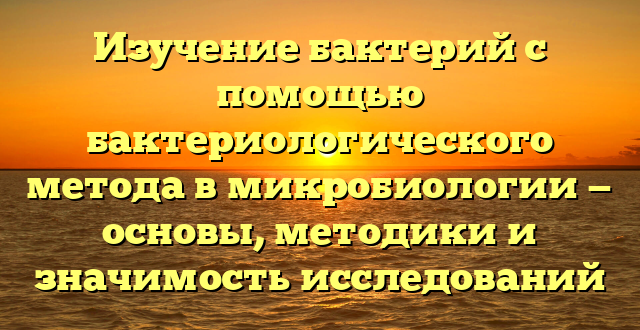 Изучение бактерий с помощью бактериологического метода в микробиологии — основы, методики и значимость исследований