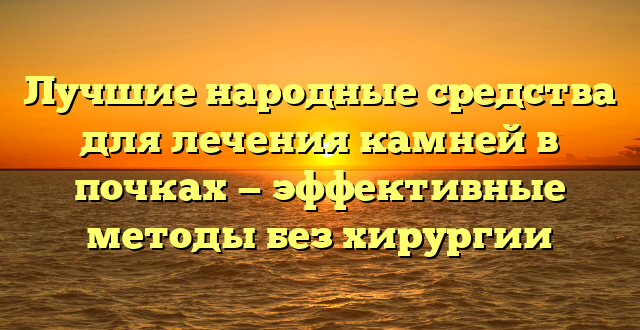 Лучшие народные средства для лечения камней в почках — эффективные методы без хирургии