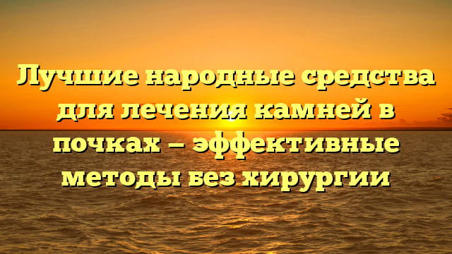 Лучшие народные средства для лечения камней в почках — эффективные методы без хирургии