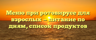 Меню при ротовирусе для взрослых — питание по дням, список продуктов