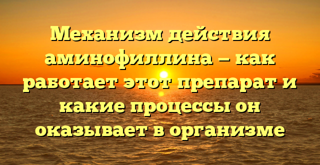 Механизм действия аминофиллина — как работает этот препарат и какие процессы он оказывает в организме