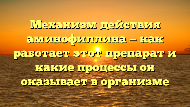 Механизм действия аминофиллина — как работает этот препарат и какие процессы он оказывает в организме