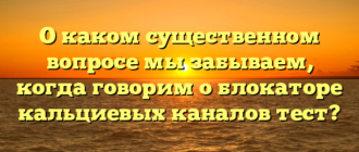 О каком существенном вопросе мы забываем, когда говорим о блокаторе кальциевых каналов тест?