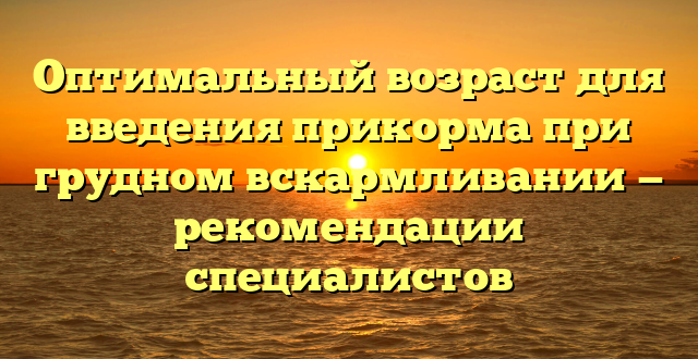 Оптимальный возраст для введения прикорма при грудном вскармливании — рекомендации специалистов