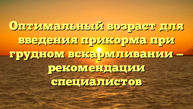 Оптимальный возраст для введения прикорма при грудном вскармливании — рекомендации специалистов