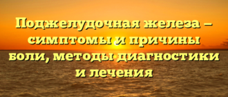 Поджелудочная железа — симптомы и причины боли, методы диагностики и лечения