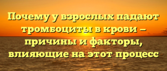 Почему у взрослых падают тромбоциты в крови — причины и факторы, влияющие на этот процесс