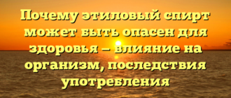 Почему этиловый спирт может быть опасен для здоровья — влияние на организм, последствия употребления