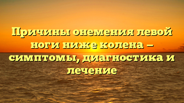 Причины онемения левой ноги ниже колена — симптомы, диагностика и лечение