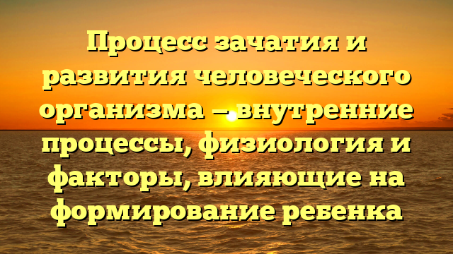 Процесс зачатия и развития человеческого организма — внутренние процессы, физиология и факторы, влияющие на формирование ребенка