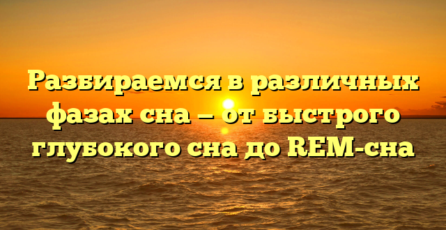 Разбираемся в различных фазах сна — от быстрого глубокого сна до REM-сна