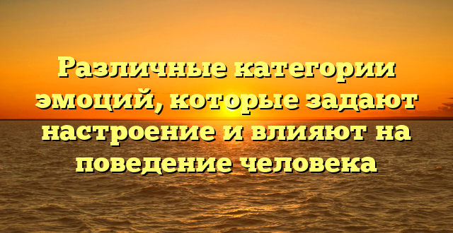 Различные категории эмоций, которые задают настроение и влияют на поведение человека