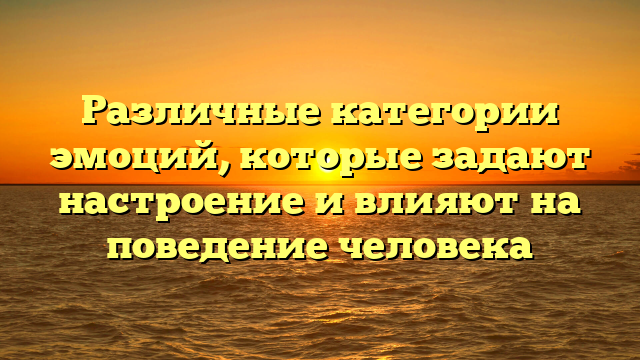 Различные категории эмоций, которые задают настроение и влияют на поведение человека