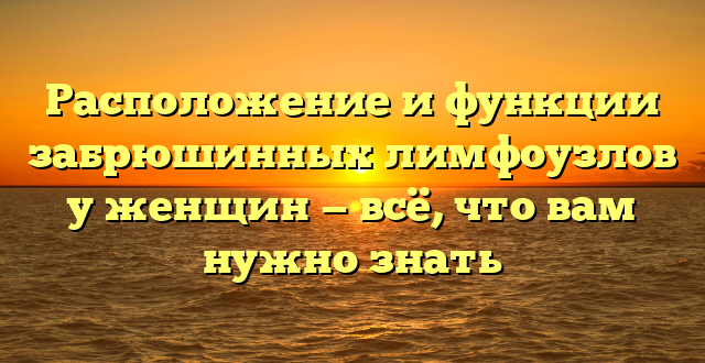 Расположение и функции забрюшинных лимфоузлов у женщин — всё, что вам нужно знать