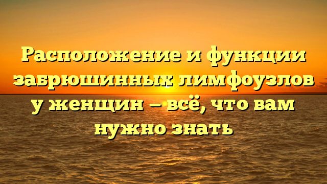 Расположение и функции забрюшинных лимфоузлов у женщин — всё, что вам нужно знать