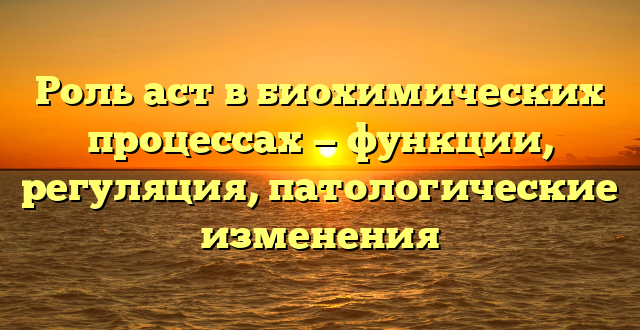 Роль аст в биохимических процессах — функции, регуляция, патологические изменения