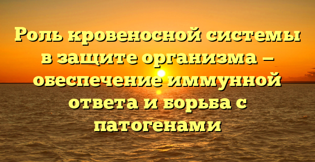 Роль кровеносной системы в защите организма — обеспечение иммунной ответа и борьба с патогенами