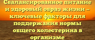 Сбалансированное питание и здоровый образ жизни — ключевые факторы для поддержания нормы общего холестерина в организме