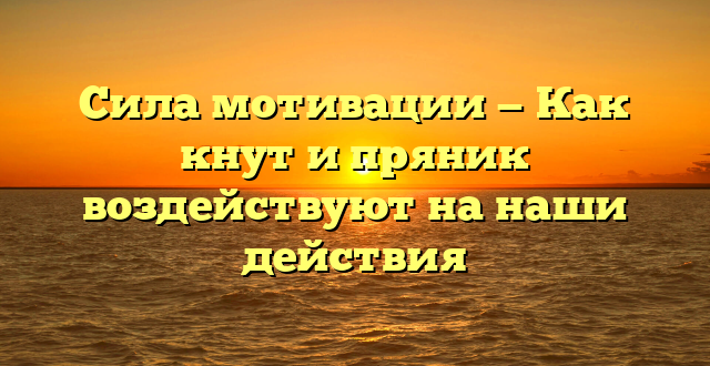 Сила мотивации — Как кнут и пряник воздействуют на наши действия