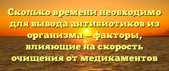 Сколько времени необходимо для вывода антибиотиков из организма — факторы, влияющие на скорость очищения от медикаментов