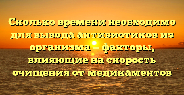 Сколько времени необходимо для вывода антибиотиков из организма — факторы, влияющие на скорость очищения от медикаментов