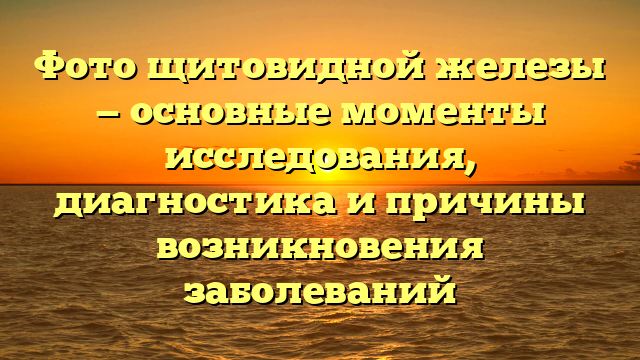 Фото щитовидной железы — основные моменты исследования, диагностика и причины возникновения заболеваний