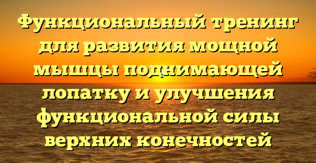 Функциональный тренинг для развития мощной мышцы поднимающей лопатку и улучшения функциональной силы верхних конечностей