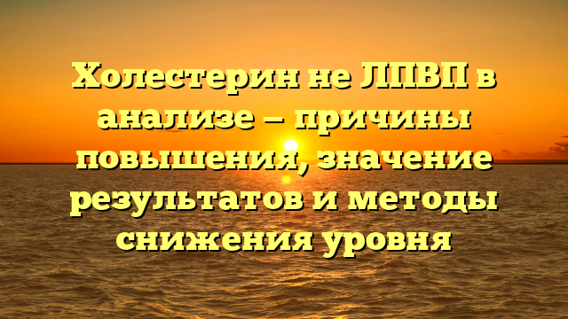 Холестерин не ЛПВП в анализе — причины повышения, значение результатов и методы снижения уровня