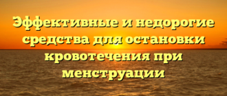 Эффективные и недорогие средства для остановки кровотечения при менструации